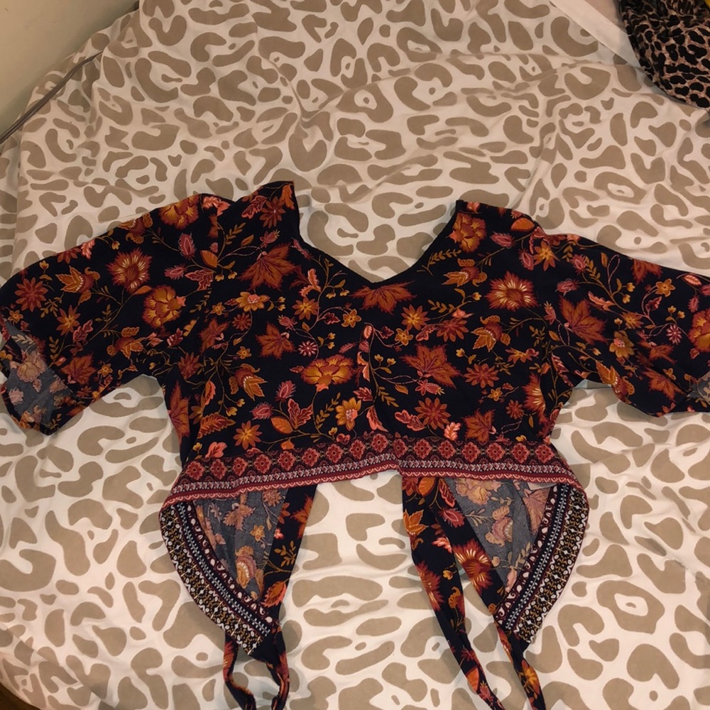 Floral shirt crop top